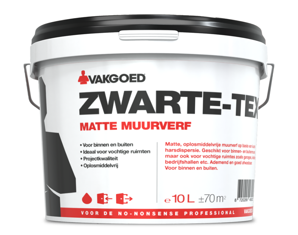 Vakgoed zwarte-tex (ral 9005) 10 ltr